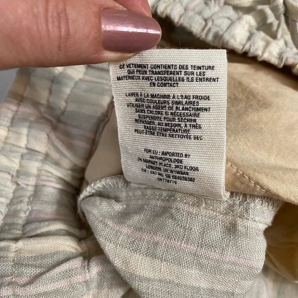 ANTHROPOLOGIE Beachy Linen Short Striped Pull on Drawstring women size Small - Picture 12 of 16